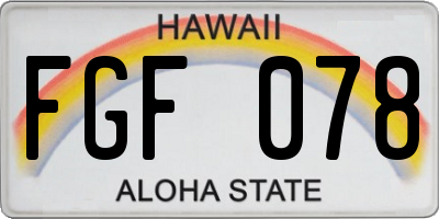 HI license plate FGF078
