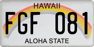 HI license plate FGF081