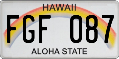 HI license plate FGF087