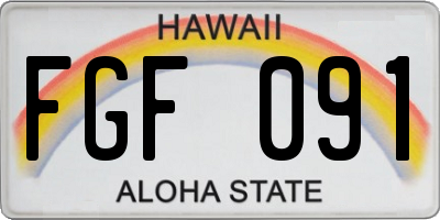HI license plate FGF091