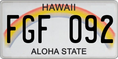 HI license plate FGF092