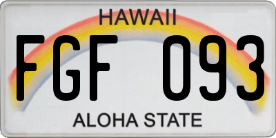 HI license plate FGF093