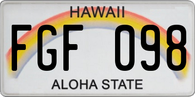 HI license plate FGF098