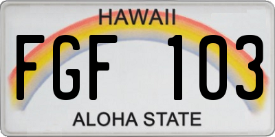 HI license plate FGF103
