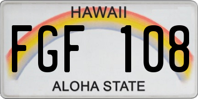 HI license plate FGF108