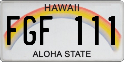 HI license plate FGF111