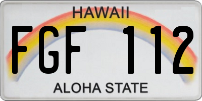 HI license plate FGF112