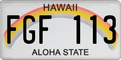 HI license plate FGF113