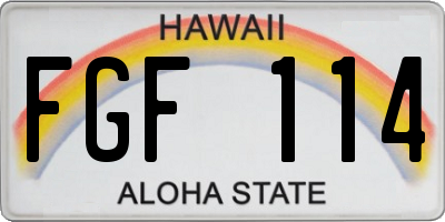 HI license plate FGF114