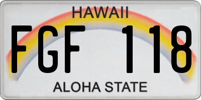 HI license plate FGF118