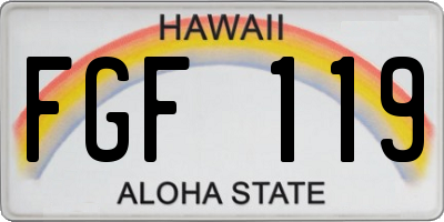 HI license plate FGF119