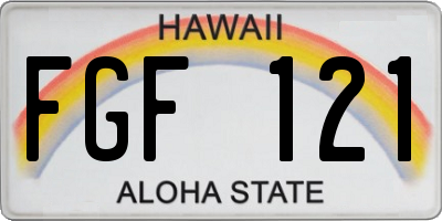 HI license plate FGF121