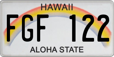 HI license plate FGF122