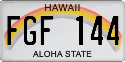HI license plate FGF144
