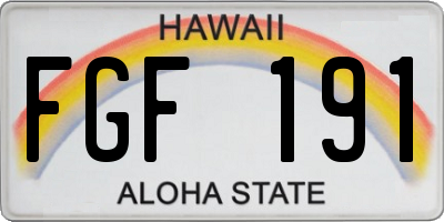 HI license plate FGF191