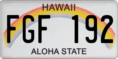 HI license plate FGF192