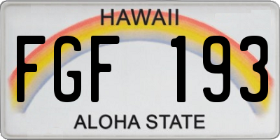 HI license plate FGF193