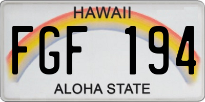 HI license plate FGF194