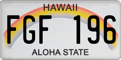 HI license plate FGF196