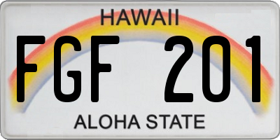 HI license plate FGF201