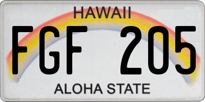 HI license plate FGF205