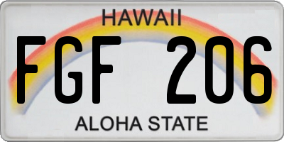 HI license plate FGF206