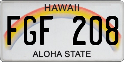 HI license plate FGF208