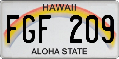 HI license plate FGF209