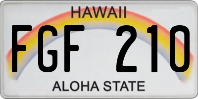 HI license plate FGF210