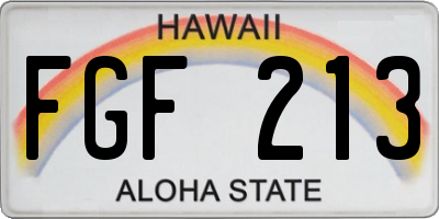 HI license plate FGF213