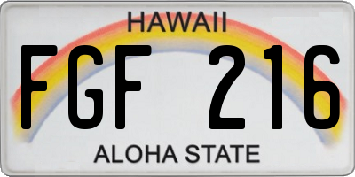 HI license plate FGF216