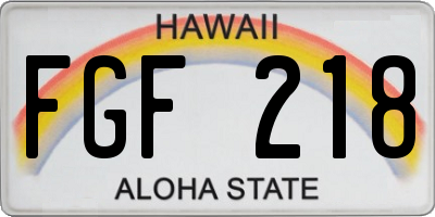 HI license plate FGF218