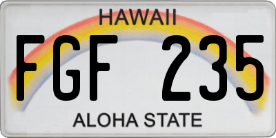 HI license plate FGF235