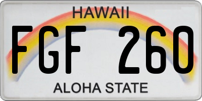 HI license plate FGF260