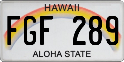 HI license plate FGF289