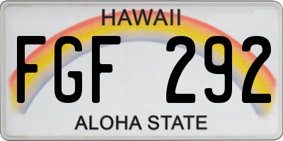 HI license plate FGF292