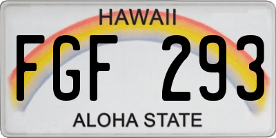 HI license plate FGF293