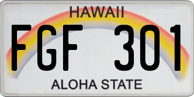 HI license plate FGF301