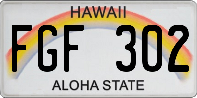 HI license plate FGF302
