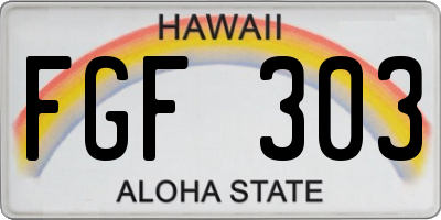 HI license plate FGF303