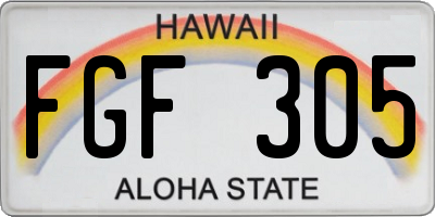 HI license plate FGF305