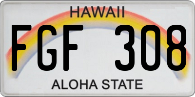 HI license plate FGF308