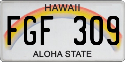 HI license plate FGF309