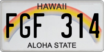 HI license plate FGF314