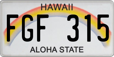 HI license plate FGF315