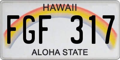 HI license plate FGF317