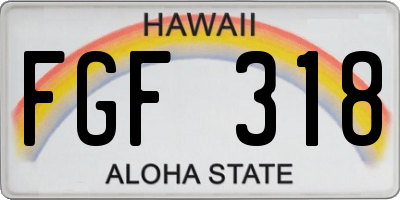 HI license plate FGF318