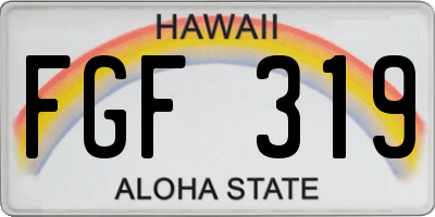 HI license plate FGF319
