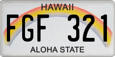 HI license plate FGF321