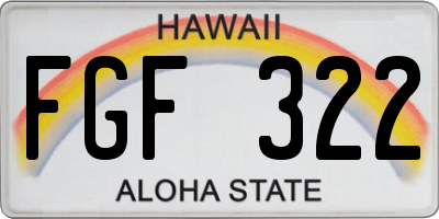 HI license plate FGF322